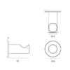 Cabide Parede Diâmetro 19mm Com Base